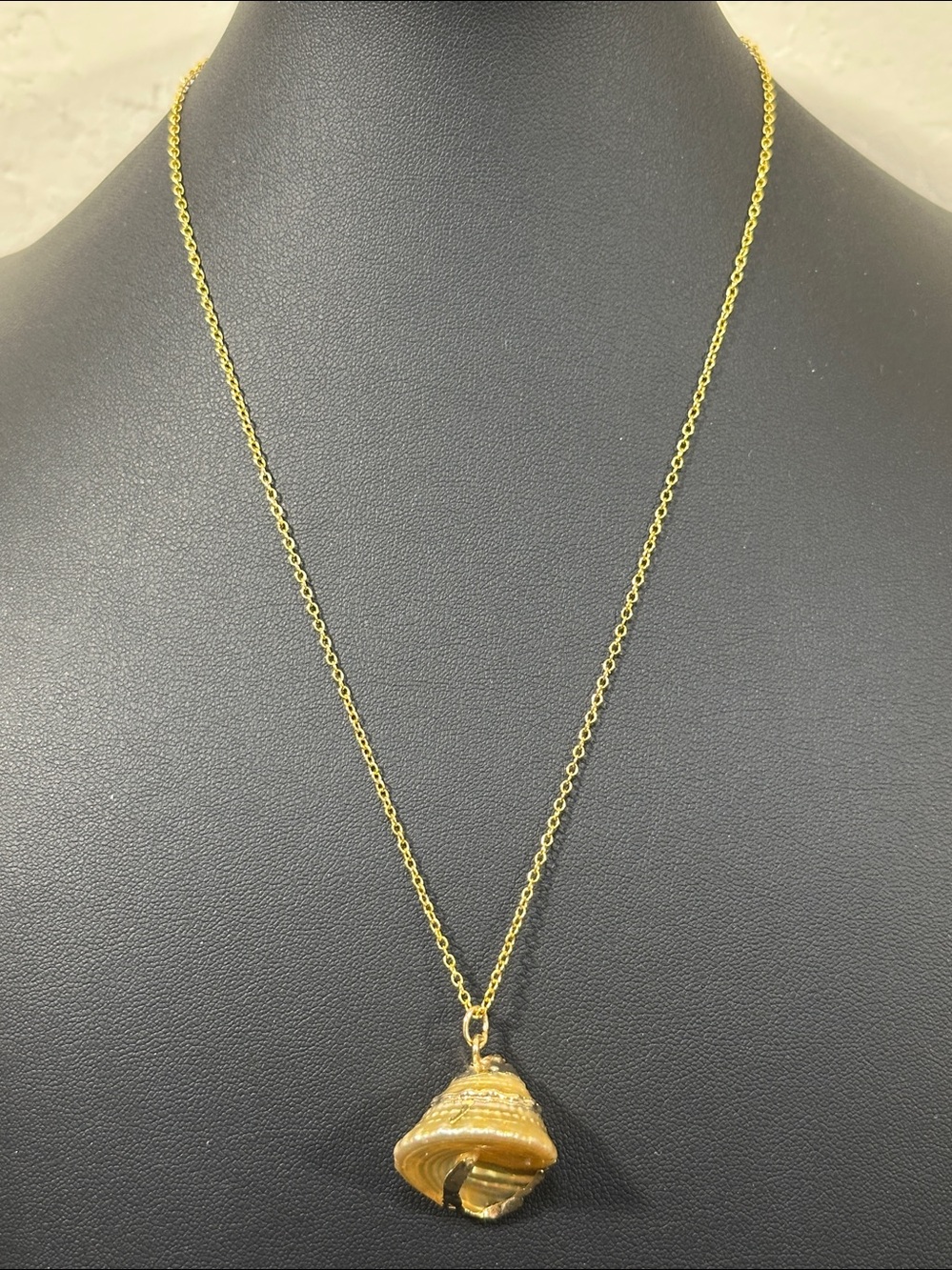 Gold Electroformed Real Snail Shell Pendant 925 Vintage Necklace